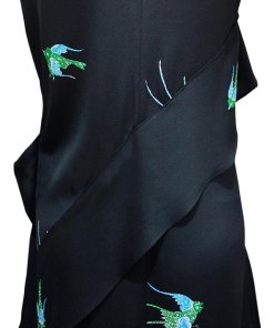 Diane von Furstenberg Bird Print Silk Ruffle Dress