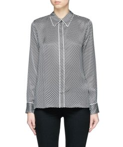Equipment X Kate Moss Shiloh Star Print Silk Pajama Shirt