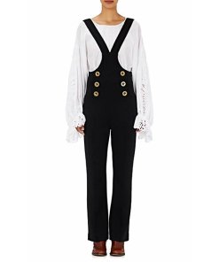 Chloé Button Front Wool Piqué OverallsChloé Button Front Wool Piqué Overalls
