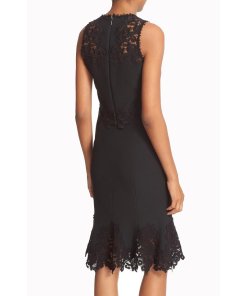 Rebecca Taylor Piqué Lace-Inset Top & Flounce Skirt