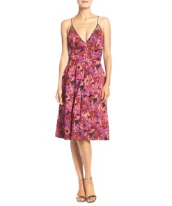 Badgley Mischka Floral Jacquard Fit & Flare Dress