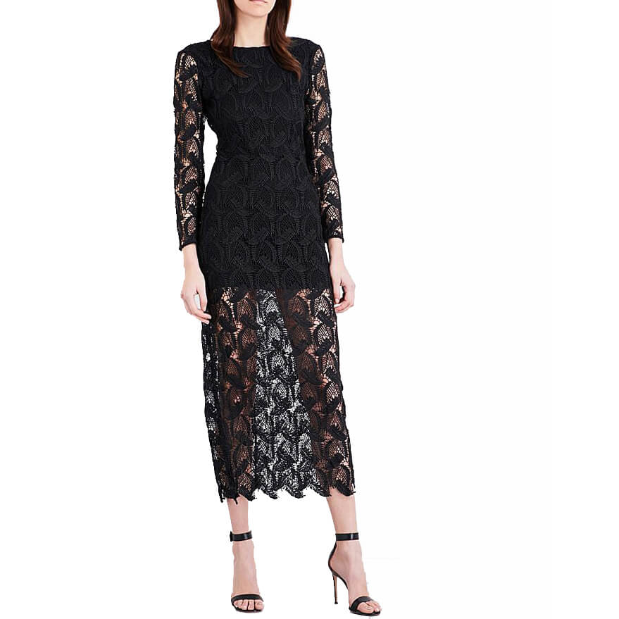 knee length dresses for ladies Guipure Lace Dress with Bell Sleeves and Handkerchief Hem main image 1