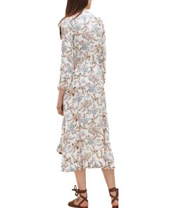 Maje Rixie Long Floral Crepe Dress