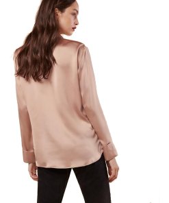 Reformation Parry Embroidered Silk Shirt