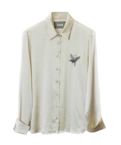 Reformation Parry Embroidered Silk Shirt