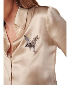Reformation Parry Embroidered Silk Shirt