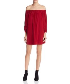 Alice + Olivia Desiree Off-the-Shoulder Silk Blend Dress