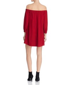 Alice + Olivia Desiree Off-the-Shoulder Silk Blend Dress