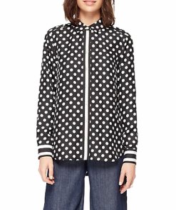 Kate Spade Striped Detail Polka Dot Silk Shirt