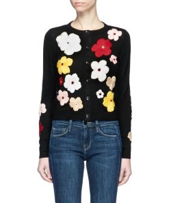 Alice + Olivia Lyndia Floral Embroidered Cardigan