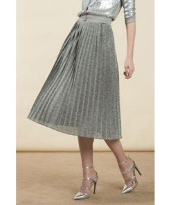 Pinko Carletto Gonna Pleated Metallic Skirt