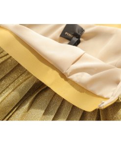 Pinko Carletto Gonna Pleated Metallic Skirt
