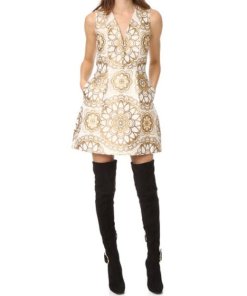 Alice + Olivia Pacey V-Neck Lantern Motif Dress