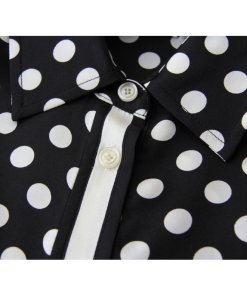 Kate Spade Striped Detail Polka Dot Silk Shirt