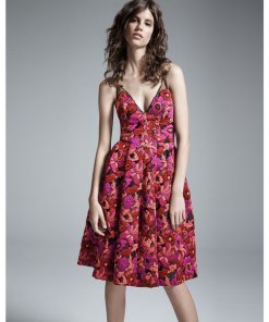 Badgley Mischka Floral Jacquard Fit & Flare Dress