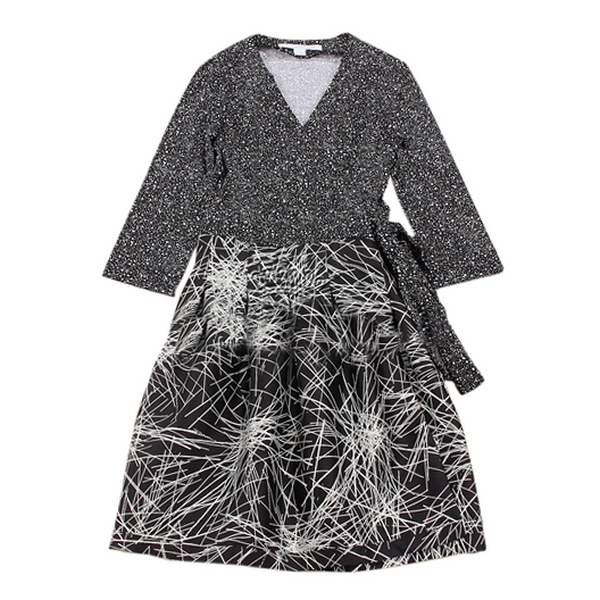 diane von furstenberg dress black and white Spring Temperament Black Maxi Dress And Elegant High Neck Long Sleeve Dress with Floral Accent (MA220), Black / XXL main image 0