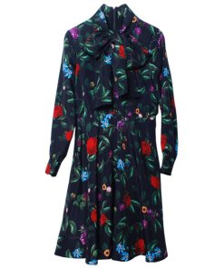 Alice + Olivia Floral Print Pussy Bow Dress