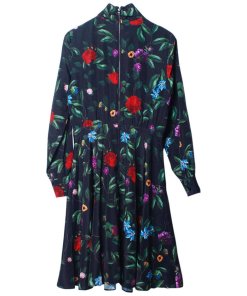 Alice + Olivia Floral Print Pussy Bow Dress