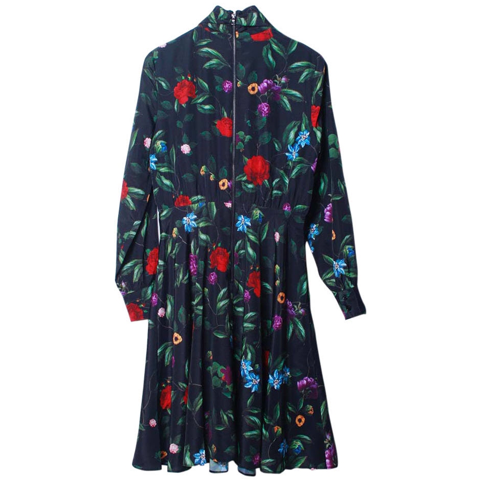 Alice + Olivia Floral Print Pussy Bow Dress