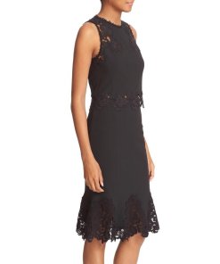 Rebecca Taylor Piqué Lace-Inset Top & Flounce Skirt