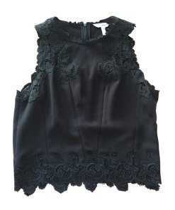 Rebecca Taylor Piqué Lace-Inset Top & Flounce Skirt