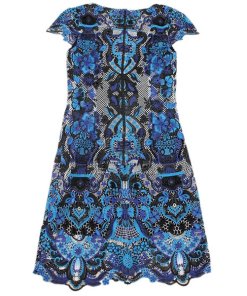 Alice and Olivia Nakia Guipure Lace Short-Sleeve Dress