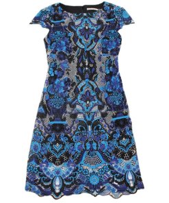 Alice and Olivia Nakia Guipure Lace Short-Sleeve Dress