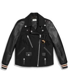Coach 1941 Embellished Leather-Paneled Bomber-Style Biker Jacket