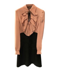 Miu Miu Ruffle Front Silk Crepe de Chine Mini Dress