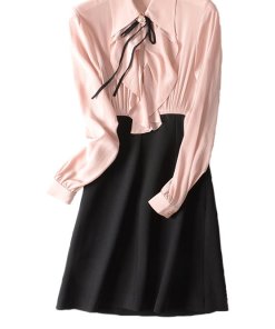 Miu Miu Ruffle Front Silk Crepe de Chine Mini Dress