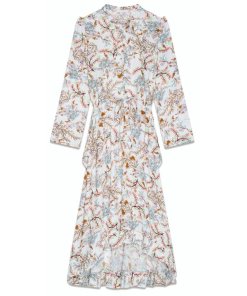 Maje Rixie Long Floral Crepe Dress