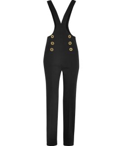 Chloé Button Front Wool Piqué Overalls