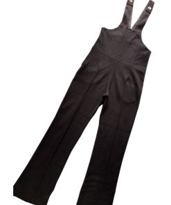Chloé Button Front Wool Piqué Overalls