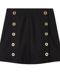 Chloé Button Front Wool Piqué Mini Skirt