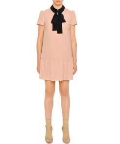 RED Valentino Tie Neck Ruffle Hem Dress