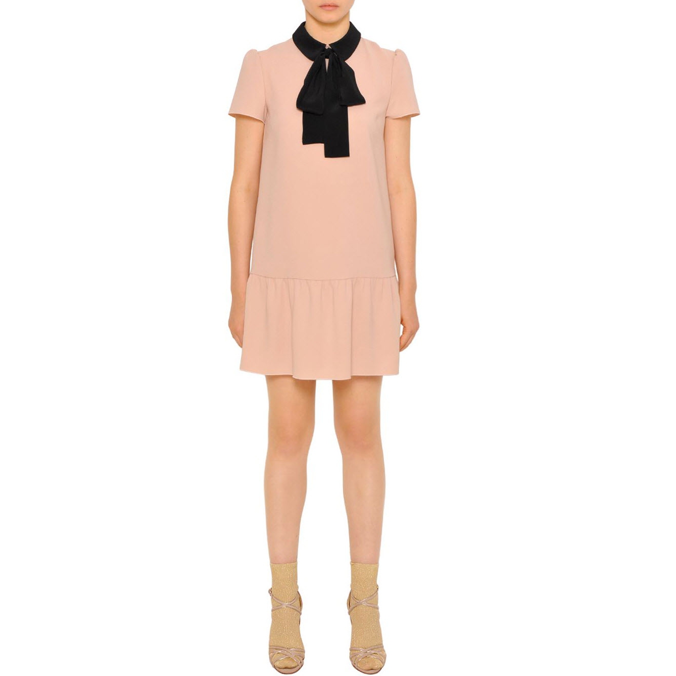 RED Valentino Tie Neck Ruffle Hem Dress evaChic RED Valentino Tie Neck Ruffle Hem Dress evaChic