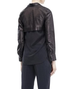 IRO Barper Leather-Top Silk Blouse