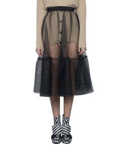 MSGM Two-Tier Tulle Midi Skirt