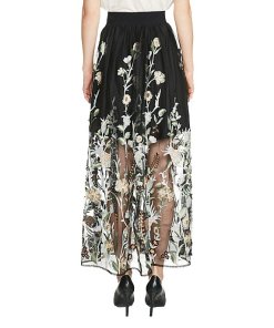 Maje Janvier Embroidered Tulle Floral Maxi Skirt