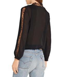 Alice + Olivia Kaitlyn Lace-Trimmed Stretch-Chiffon BlouseAlice + Olivia Kaitlyn Lace-Trimmed Stretch-Chiffon Blouse