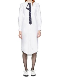 Thom Browne Buttoned Tie Shirtdress