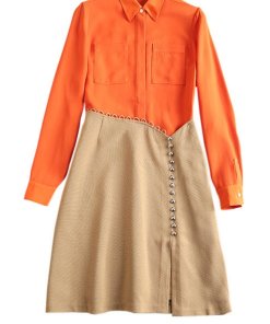 3.1 Phillip Lim Crepe Hopsack Combo Button Shirtdress