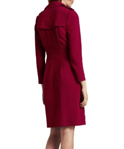 Burberry Buckle Detail Satin-Back Crepe Trench Dress