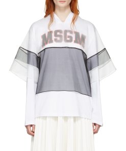 MSGM White Organza Layer Hoodie