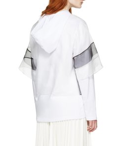 MSGM White Organza Layer Hoodie