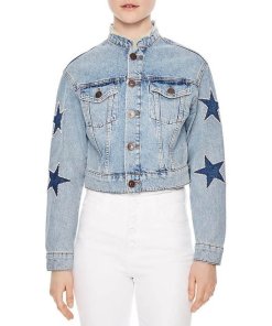 Sandro Liverpool Embellished Star Patch Denim Jacket