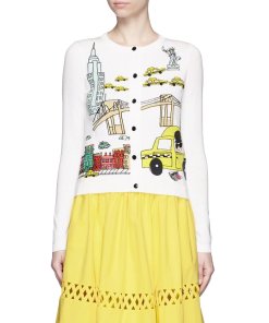 Alice + Olivia Stacey in NYC Mix Embroidery Cardigan