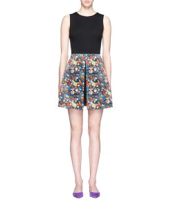 Alice + Olivia Floral Print Combo A-Line Dress