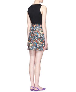 Alice + Olivia Floral Print Combo A-Line Dress