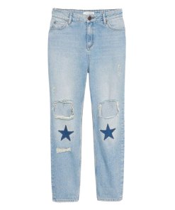 Sandro Monaco Embellished Patch Straight Leg Jeans